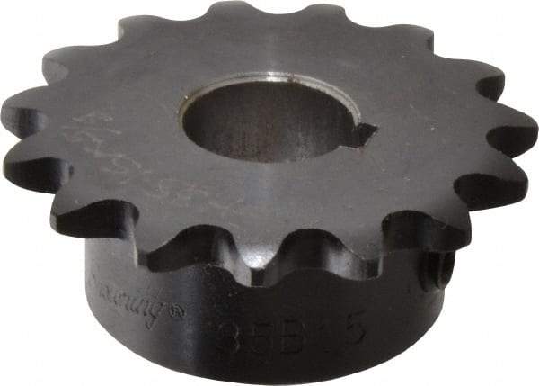 Browning - 15 Teeth, 3/8" Chain Pitch, Chain Size 35, Finished Bore Sprocket - 5/8" Bore Diam, 1.804" Pitch Diam, 1.99" Outside Diam - Eagle Tool & Supply