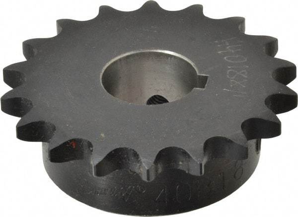 Browning - 18 Teeth, 1/2" Chain Pitch, Chain Size 40, Finished Bore Sprocket - 1" Bore Diam, 2.879" Pitch Diam, 3.14" Outside Diam - Eagle Tool & Supply