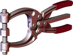 De-Sta-Co - 3110 N Load Capacity, 2.72" Throat Depth, 8.51" OAL, Forged Alloy Steel, C Style Plier Clamp - 1.2" Max Jaw Capacity, M10 Spindle, 4.16" Open Throat Height, Red Handle, Spindle End - Eagle Tool & Supply