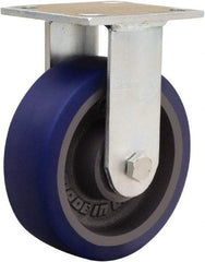 Hamilton - 6" Diam x 2" Wide x 7-1/2" OAH Top Plate Mount Rigid Caster - Polyurethane Mold onto Cast Iron Center, 900 Lb Capacity, Sealed Precision Ball Bearing, 4 x 4-1/2" Plate - Eagle Tool & Supply