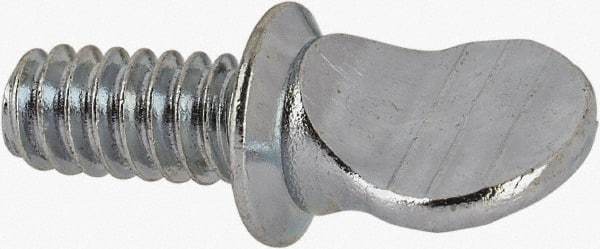 Value Collection - #10-24 Oval Shoulder Steel Thumb Screw - 3/8" OAL, 0.43" Head Height, Zinc-Plated Finish - Eagle Tool & Supply