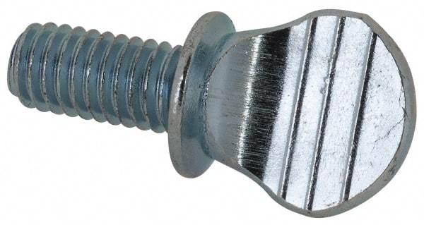 Value Collection - #10-32 Oval Shoulder Steel Thumb Screw - 3/8" OAL, 0.49" Head Height, Zinc-Plated Finish - Eagle Tool & Supply