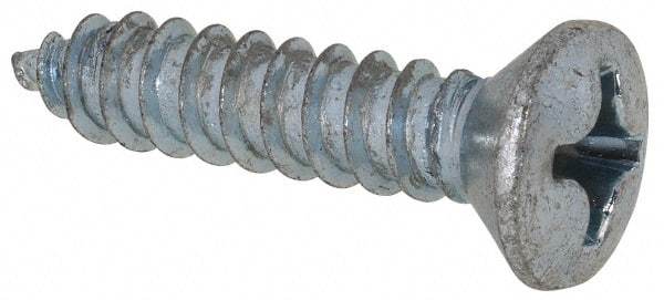 Value Collection - #12 Oval Head Phillips Sheet Metal Screw - Steel, 1" OAL, AISI 1016, ANSI/ASME B18.6.4, ASME B18.6.3 & SAE J933, Grade 1016-1024 - Eagle Tool & Supply