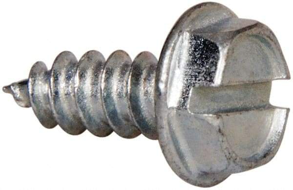 Value Collection - #7 Hex Washer Head Slotted Sheet Metal Screw - Steel, 3/8" Length Under Head, AISI 1016, ASME B18.6.3, ASME B18.6.4 & SAE J933, Grade 1016-1024 - Eagle Tool & Supply