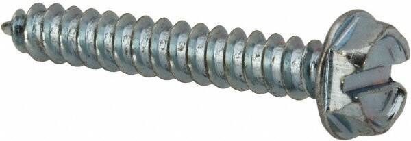 Value Collection - #7 Hex Washer Head Slotted Sheet Metal Screw - Steel, 1" Length Under Head, AISI 1016, ASME B18.6.3, ASME B18.6.4 & SAE J933, Grade 1016-1024 - Eagle Tool & Supply