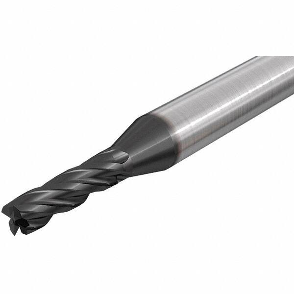 Iscar - 11.5mm, 22mm LOC, 12mm Shank Diam, 75mm OAL, 4 Flute, Solid Carbide Square End Mill - Single End, TiAlN Finish, Spiral Flute, 30° Helix, Right Hand Cut, Right Hand Flute - Eagle Tool & Supply