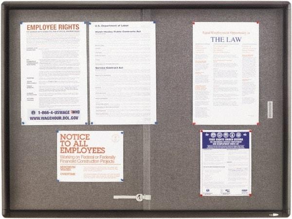 Quartet - 48" Wide x 36" High Open Cork Bulletin Board - Fabric, Gray - Eagle Tool & Supply