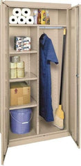 Sandusky Lee - 5 Shelf Combination Storage Cabinet - Steel, 36" Wide x 24" Deep x 72" High, Putty - Eagle Tool & Supply