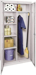 Sandusky Lee - 5 Shelf Combination Storage Cabinet - Steel, 36" Wide x 24" Deep x 72" High, Gray - Eagle Tool & Supply