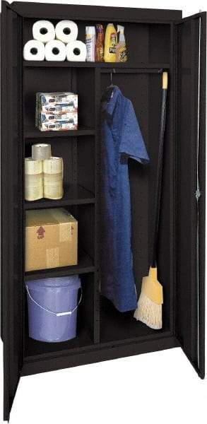 Sandusky Lee - 5 Shelf Combination Storage Cabinet - Steel, 36" Wide x 18" Deep x 72" High, Black - Eagle Tool & Supply