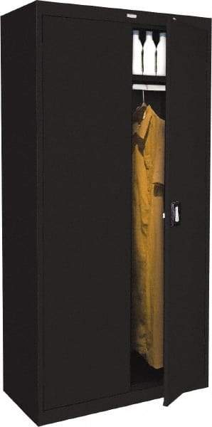 Sandusky Atlantic - 2 Shelf Combination Storage Cabinet - Steel, 36" Wide x 24" Deep x 78" High, Black - Eagle Tool & Supply