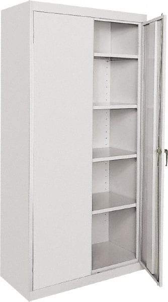 Sandusky Lee - 5 Shelf Locking Storage Cabinet - Steel, 36" Wide x 18" Deep x 72" High, Gray - Eagle Tool & Supply