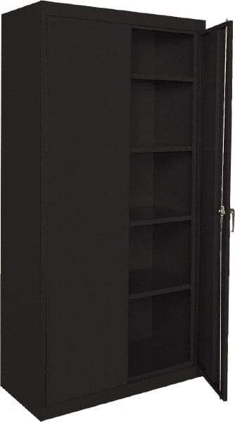 Sandusky Lee - 5 Shelf Locking Storage Cabinet - Steel, 36" Wide x 18" Deep x 72" High, Black - Eagle Tool & Supply