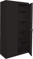 Sandusky Lee - 5 Shelf Locking Storage Cabinet - Steel, 36" Wide x 18" Deep x 72" High, Black - Eagle Tool & Supply