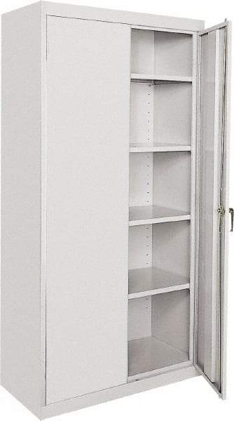 Sandusky Lee - 5 Shelf Locking Storage Cabinet - Steel, 36" Wide x 24" Deep x 72" High, Gray - Eagle Tool & Supply