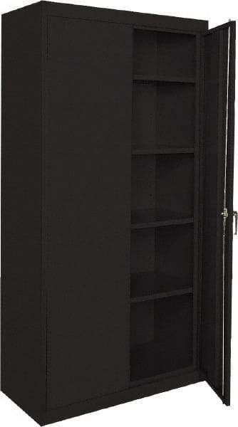 Sandusky Lee - 5 Shelf Locking Storage Cabinet - Steel, 36" Wide x 24" Deep x 72" High, Black - Eagle Tool & Supply
