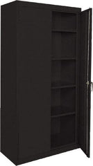 Sandusky Lee - 5 Shelf Locking Storage Cabinet - Steel, 36" Wide x 24" Deep x 72" High, Black - Eagle Tool & Supply