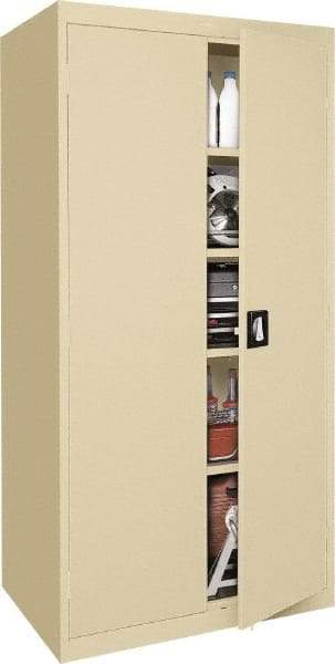 Sandusky Lee - 5 Shelf Locking Storage Cabinet - Steel, 36" Wide x 18" Deep x 72" High, Tan - Eagle Tool & Supply