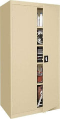 Sandusky Lee - 5 Shelf Locking Storage Cabinet - Steel, 36" Wide x 18" Deep x 72" High, Tan - Eagle Tool & Supply
