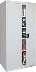 Sandusky Lee - 5 Shelf Locking Storage Cabinet - Steel, 36" Wide x 18" Deep x 72" High, Gray - Eagle Tool & Supply
