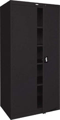 Sandusky Lee - 5 Shelf Locking Storage Cabinet - Steel, 36" Wide x 18" Deep x 72" High, Black - Eagle Tool & Supply