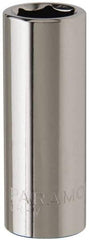 Paramount - 7/16", 3/8" Drive, Deep Hand Socket - 6 Points, 1-15/16" OAL, Steel, Chrome Finish - Eagle Tool & Supply