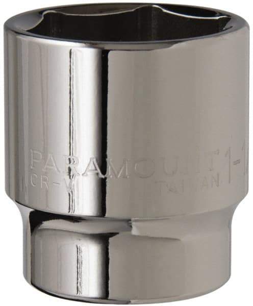 Paramount - 1-1/4", 1/2" Drive, Standard Hand Socket - 6 Points, 1-1/2" OAL, Steel, Chrome Finish - Eagle Tool & Supply