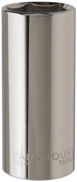 Paramount - 3/8" Drive, Deep Hand Socket - 6 Points, 2-1/2" OAL, Steel, Chrome Finish - Eagle Tool & Supply