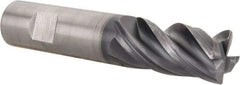Kennametal - 4 Flute Solid Carbide Roughing & Finishing Corner Chamfer End Mill - AlTiN Finish, Weldon Shank, 38° Helix, Centercutting - Eagle Tool & Supply
