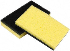 Ability One - 4-5/8" Long x 3" Wide x 3/4" Thick Sponge - Medium-Duty, Yellow/Green - Eagle Tool & Supply