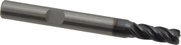 Kennametal - 4 Flute Solid Carbide Roughing & Finishing Corner Chamfer End Mill - AlTiN Finish, Weldon Shank, 38° Helix, Centercutting - Eagle Tool & Supply