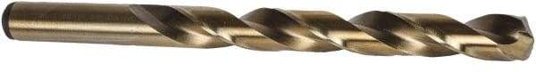 Precision Twist Drill - 10.2mm 135° Cobalt Jobber Drill - Oxide/Gold Finish, Right Hand Cut, Spiral Flute, Straight Shank, 5-15/64" OAL, Split Point - Eagle Tool & Supply