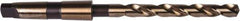 Precision Twist Drill - 3/8", 2MT 135° Point Cobalt Taper Shank Drill Bit - Oxide/Gold Finish, 3-1/2" Flute Length, 7-3/8" OAL, Spiral Flute, Series 209CO - Eagle Tool & Supply