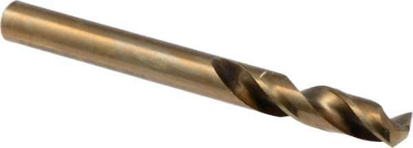 Precision Twist Drill - 0.252" 135° Spiral Flute Cobalt Screw Machine Drill Bit - Oxide/Gold Finish, Right Hand Cut, 31mm Flute Length, 70mm OAL, Split Point, Straight Shank - Eagle Tool & Supply