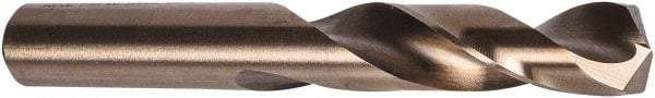 Precision Twist Drill - 45/64" 135° Spiral Flute Cobalt Screw Machine Drill Bit - Oxide/Gold Finish, Right Hand Cut, 3" Flute Length, 4-3/4" OAL, Split Point, Straight Shank - Eagle Tool & Supply