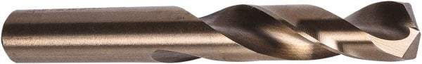 Precision Twist Drill - #10 135° Spiral Flute Cobalt Screw Machine Drill Bit - Oxide/Gold Finish, Right Hand Cut, 1-3/16" Flute Length, 2-1/4" OAL, Split Point, Straight Shank - Eagle Tool & Supply