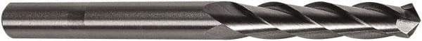 Precision Twist Drill - 0.224" Cutting Diam x 1-1/4" Length of Cut, 3 Flute, Upcut Spiral Router Bit - Uncoated, Right Hand Cut, High Speed Steel, 2-3/4" OAL x 1/4" Shank Diam, Aircraft Taper - Eagle Tool & Supply