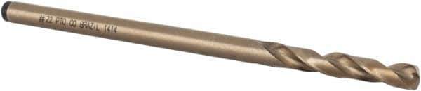 Precision Twist Drill - #22 135° Cobalt Jobber Drill - Oxide/Gold Finish, Right Hand Cut, Spiral Flute, Straight Shank, 3-1/8" OAL, Split Point - Eagle Tool & Supply