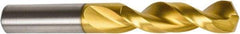 Precision Twist Drill - #16 135° Parabolic Flute High Speed Steel Screw Machine Drill Bit - TiN Finish, Right Hand Cut, 1-1/8" Flute Length, 2-3/16" OAL, Split Point, Straight Shank - Eagle Tool & Supply
