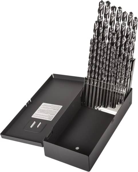 Precision Twist Drill - 1/16 to 1/2", 118° Point, Bright Finish, High Speed Steel Taper Length Drill Bit Set - Eagle Tool & Supply