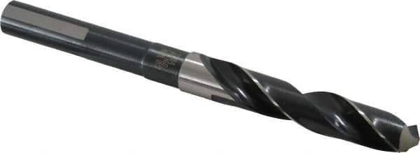 Precision Twist Drill - 37/64" Drill, 118° Point, High Speed Steel Silver Deming & Reduced Shank Drill Bit - Bright Finish, 6" OAL, Flats on Shank, 3" Flute Length, Right Hand Cut, Standard Point, Spiral Flute, Regular Spiral - Eagle Tool & Supply