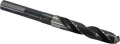 Precision Twist Drill - 37/64" Drill, 118° Point, High Speed Steel Silver Deming & Reduced Shank Drill Bit - Bright Finish, 6" OAL, Flats on Shank, 3" Flute Length, Right Hand Cut, Standard Point, Spiral Flute, Regular Spiral - Eagle Tool & Supply