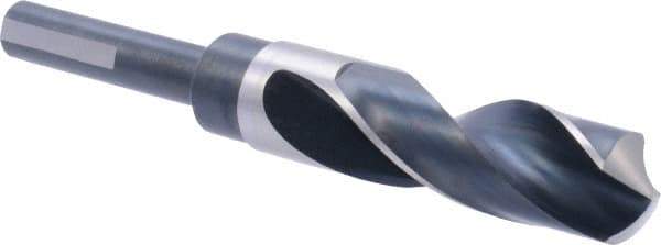 Precision Twist Drill - 29/32" Drill, 118° Point, High Speed Steel Silver Deming & Reduced Shank Drill Bit - Bright Finish, 6" OAL, Flats on Shank, 3" Flute Length, Right Hand Cut, Standard Point, Spiral Flute, Regular Spiral - Eagle Tool & Supply