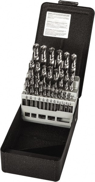 Precision Twist Drill - 1/16 to 1/2", 118° Point, Bright Finish, High Speed Steel Screw Machine Length Drill Bit Set - Eagle Tool & Supply
