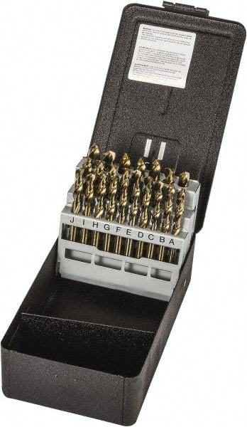 Precision Twist Drill - 135° Point, Gold Finish, Cobalt Screw Machine Length Drill Bit Set - Eagle Tool & Supply