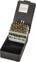 Precision Twist Drill - 135° Point, Gold Finish, Cobalt Screw Machine Length Drill Bit Set - Eagle Tool & Supply