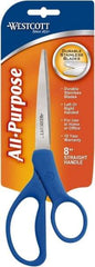Westcott - 3.296" LOC, 8" OAL Stainless Steel Standard Standard - Plastic Straight Handle, For General Purpose Use - Eagle Tool & Supply