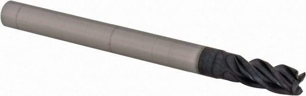 Iscar - 1/8" Diam, 1/4" LOC, 4 Flute Solid Carbide Roughing & Finishing Corner Chamfer End Mill - TiAlN Finish, 1-1/2" OAL, 1/8" Shank Diam, Straight Shank, 38° Helix, Centercutting - Eagle Tool & Supply