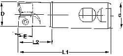 Superbee - 0.007 to 0.06 Inch Cutting Radius, 1 Inch Cutter Diameter, 2 Style EM15 Inserts, 3/4 Inch Shank Diameter, Indexable Convex Radius Cutter - 4.5 Inch Overall Length - Eagle Tool & Supply