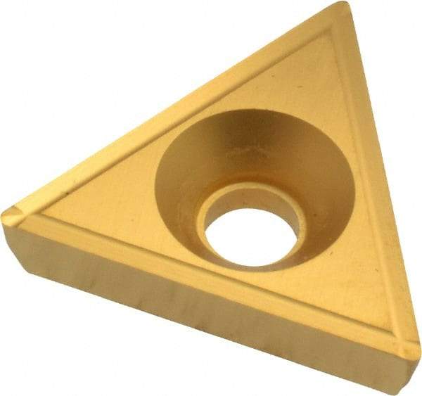 Interstate - TPEG431 Grade ICC66 Carbide Turning Insert - TiN Finish, 60° Triangle, 1/2" Inscr Circle, 3/16" Thick, 1/64" Corner Radius - Eagle Tool & Supply